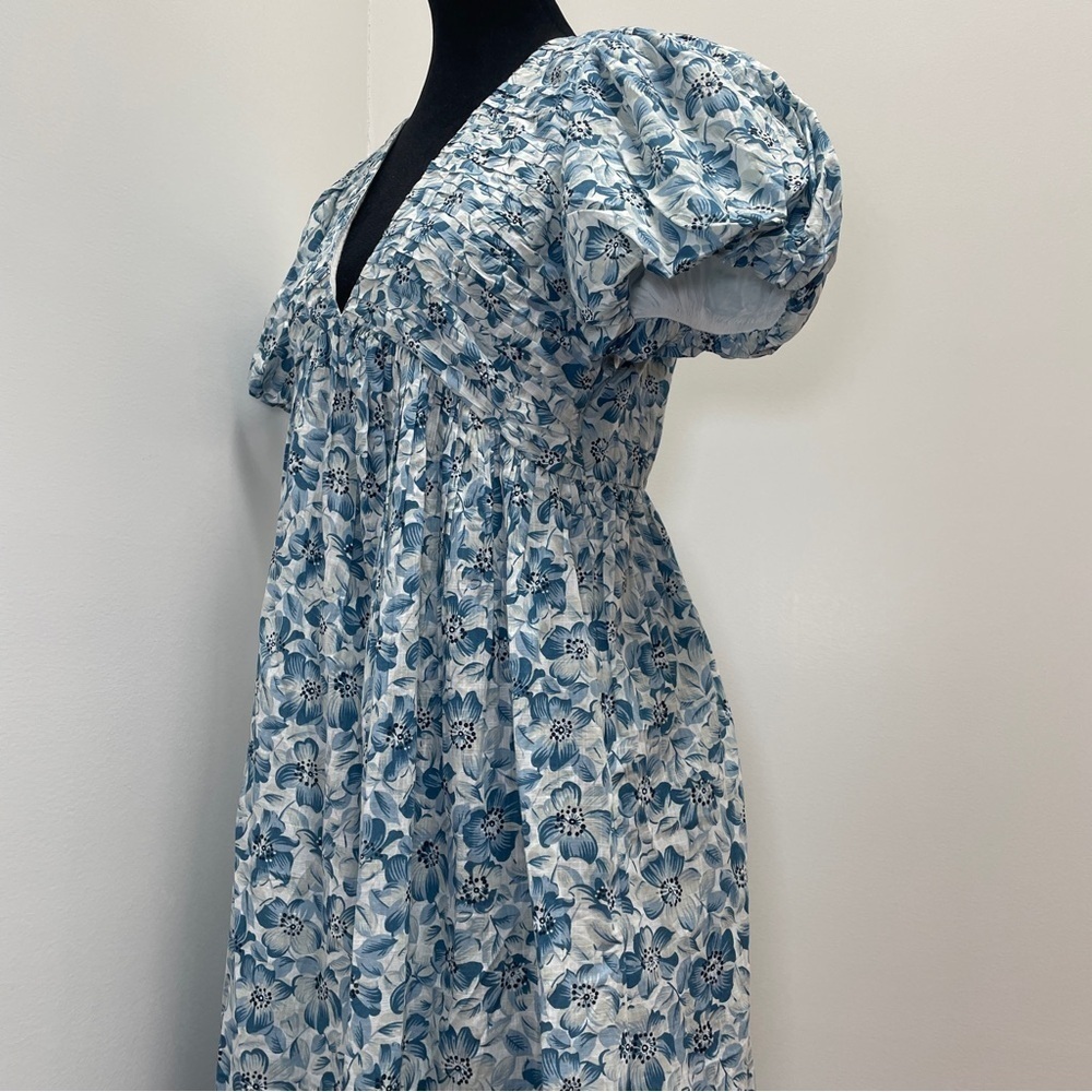 NEW! The Great.- The Gallery Dress Light Sky Pressed Floral Size S Blue - Picture 9 of 16